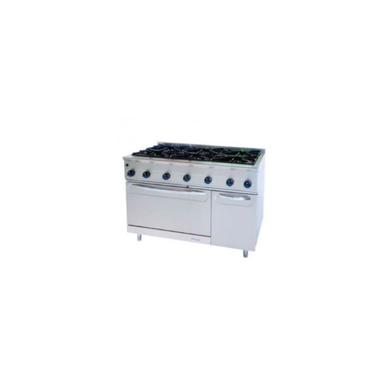 Cocina a gas 6 fuegos + Horno industrial 1200x750