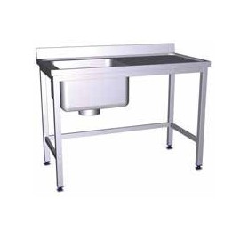 Fregadero con soporte 1C 600x500x850 mm. Dimensiones cubeta 504x403x150 mm.