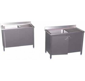 Fregadero c/ptas.correderas 2C 800x500x850 mm. Dimensiones cubeta 340x370x150 mm.