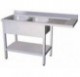 Fregadero para lavavajillas 1C,ED 1200x600x890 mm. Dimensiones cubeta 500x400x250 mm.
