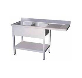 Fregadero para lavavajillas 1C,ED 1200x600x890 mm. Dimensiones cubeta 500x400x250 mm.