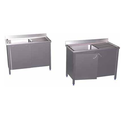 Fregadero c/ptas.abatibles 1C 1200x600x850 mm. Dimensiones cubeta 1060x420x350 mm.