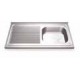 Fregadero 1300x600 1 cubeta y 1 escurridor izqda. dimensiones cubeta 500x500x300 mm.