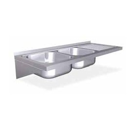 Fregadero para encastrar 1160x500 dos cubetas y escurridor dcha. Dimensiones cubetas: 330x360x160 mm.