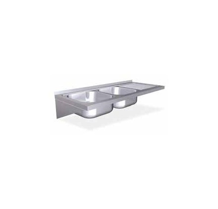Fregadero para encastrar 1160x500 dos cubetas y escurridor dcha. Dimensiones cubetas: 330x360x160 mm.
