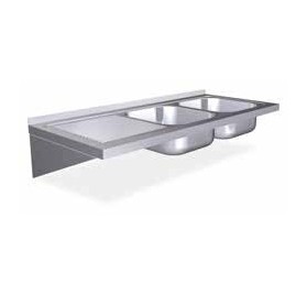 Fregadero para encastrar 1160x500 dos cubetas y escurridor izda. Dimensiones cubetas: 330x360x160 mm.