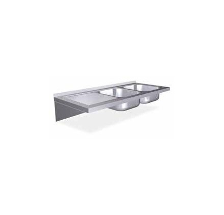 Fregadero para encastrar 1160x500 dos cubetas y escurridor izda. Dimensiones cubetas: 330x360x160 mm.
